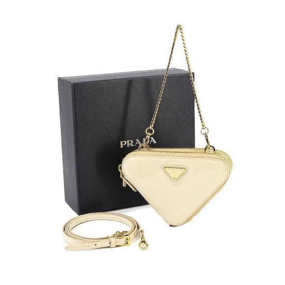 PRADA Triangle Mini Pouch Hand Shoulder Bag Patent leather 1NR015 90231311 - Picture 1 of 11